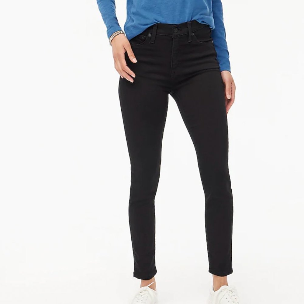 J. Crew 9" mid high rise black skinny jean in signature stretch Size 25